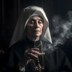 Non met diamanten ketting rookt een sigaar 3