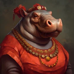 Portret van een oude republikeinse vrouwelijke nijlpaard 2