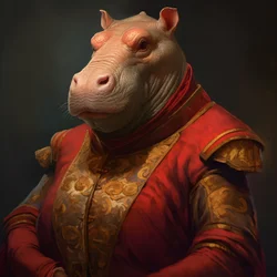Portret van een oude republikeinse vrouwelijke nijlpaard 3