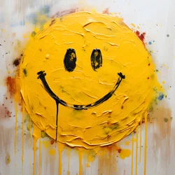 geel smiley-gezicht in impasto geschilderd 4