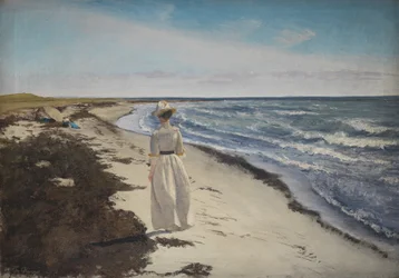 Dame op het strand van Karrebæksminde, Zeeland