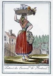 Melkmeisje uit de omgeving van Bordeaux - in "Encyclopédie des voyages" door J. Grasset St Sauveur, Deron, Parijs