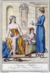 Openbare baden voor het gebruik van Turkse vrouwen - in "Encyclopedia of travels" door J. Grasset St Sauveur, Deroy, Parijs