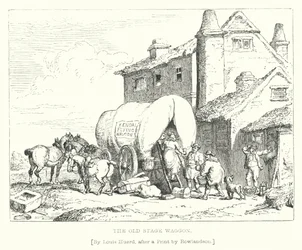 De oude toneelwagen (gravure)