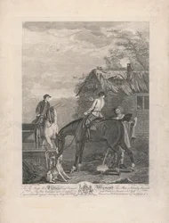 Een reeks van zeven, zonder titel, elk opgedragen: Aan de zeer geachte Thomas Lord Viscount Weymouth...naar het oorspronkelijke schilderij in Long Leat Hall. [In het midden een schimmel, vastgehouden door een jachtknecht, met andere paarden en