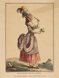 La Gallerie des Modes; Le Clerc; Dupin - prent; gekleurde gravure - Robe à Polonaise d