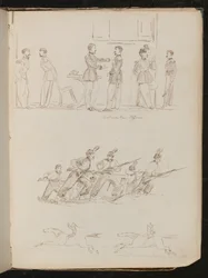 Drie studies van soldaten