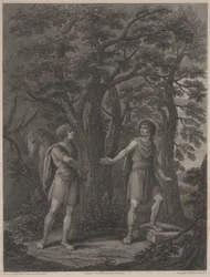 Illustratie uit "Palamon en Arcite", prent gemaakt door Francesco Bartolozzi 1797