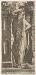 St. Philip, staand met zijn linkerhand op zijn heup en zijn rechterhand rustend op zijn hoofd, 1545