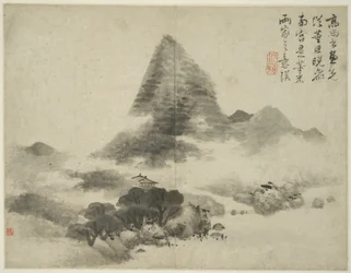 Landschap in de stijl van oude meesters: naar Gao Shangshu, volgend Dong Yuan (actief 937-975) en Ju Ran, en later in de stijl van Mi Fu (1051-1107)