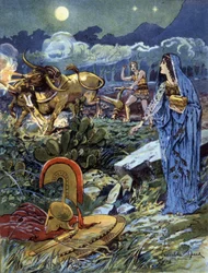 Jason, geholpen door Medea ploegt velden van Mars, c. 1900