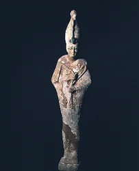 Met gips bedekte houten figuur van Osiris, Saïtische periode, 664-525 v.Chr.
