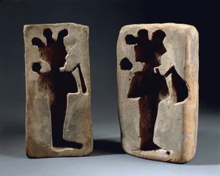 Twee mallen van Osiris-figuur, uit Abydos
