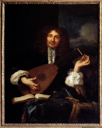 Portret van een man die de luit speelt