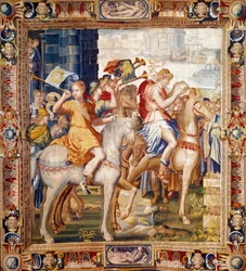Herauten te paard. Gordijn uit de geschiedenis van Artemise