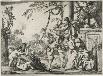 De Heilige Familie met Putti