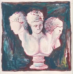Drie hoofden, c.2019 (acryl op aquarelpapier)