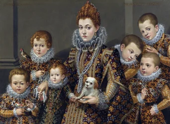 Portret van Bianca degli Utili Maselli met haar zes kinderen (c.1605)