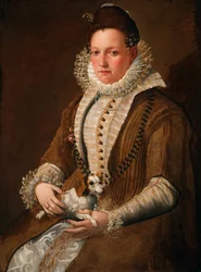 Portret van een dame met een hond