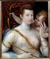 Venus en Cupido Schilderij door Lavinia Fontana (1552-1614) 1592 Rouen Museum voor Schone Kunsten