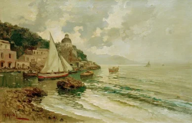Zomerse Adriatische kust met vissersboten