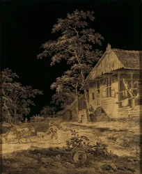 Herder bij een boerderij