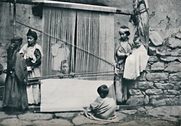 Kabyle wevers en inheemse weefgetouw, Noord-Algerije, 1912