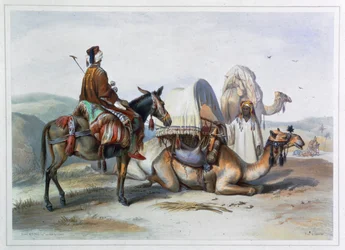 Kafila met een kameel die een hodesh draagt, 1848