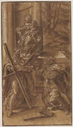 Madonna met kind en apostel Andreas (links) en de heilige Judas (rechts)