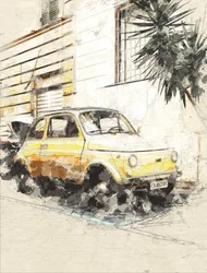 Klassieke gele Fiat