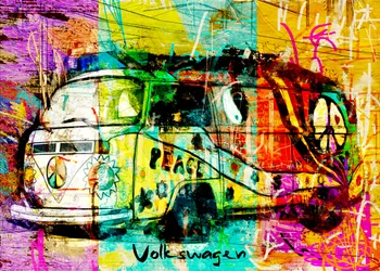 Kleurrijk hippiebusje