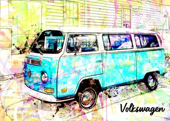 Kleurrijke retrobus