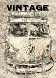 Reiskaart met vintage bussen