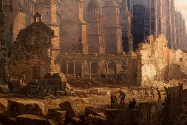 De ontruiming van de Sint-Andrieskathedraal, detail.1865 (Olieverf op doek)