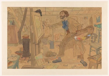 Atelier van een modern schilder