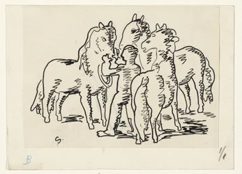 Man met drie paarden