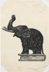Olifant op boek (schets)