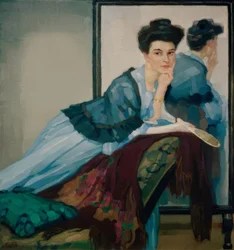 Dame in blauw
