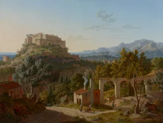 Landschap met het kasteel van Massa di Carrara