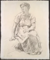 Zittende boerenvrouw
