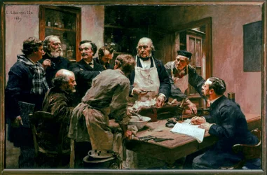 Une Lecon De Claude Bernard (olieverf op doek)