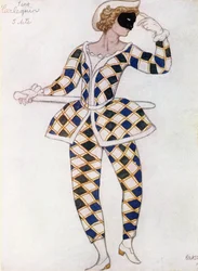 Kostuumontwerp voor Harlekijn, uit Doornroosje, 1921