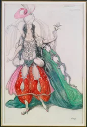 Kostuumontwerp voor Jane Marnac als Zobeide uit "Scheherazade"