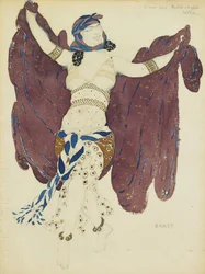 Kostuumontwerp voor het ballet Cleopatra door A. Arensky