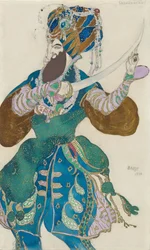 Kostuumontwerp voor het ballet Scheherazade door N. Rimsky-Korsakov