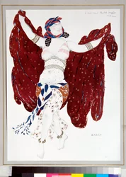 Danseres kostuum ontworpen door Leon Bakst voor het ballet Cleopatra van de Ballets Russes