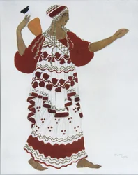Nimf. Kostuumontwerp voor het ballet De Middag van een Faun door C. Debussy, 1912