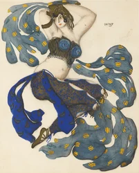 Odalisque. Kostuumontwerp voor het ballet Sheherazade van N. Rimsky-Korsakov