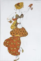 Odalisque. Kostuumontwerp voor het ballet Sheherazade door N. Rimsky-Korsakov, 1910