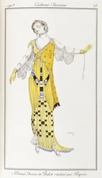 Parijse kleding: Dione-tekening door Bakst uitgevoerd door Paquin, 1913